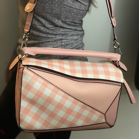 Loewe Puzzle Gingham bag (salmon) - Picture 2 of 3